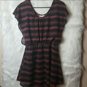 Sheer Black Pattern Casual Dress S